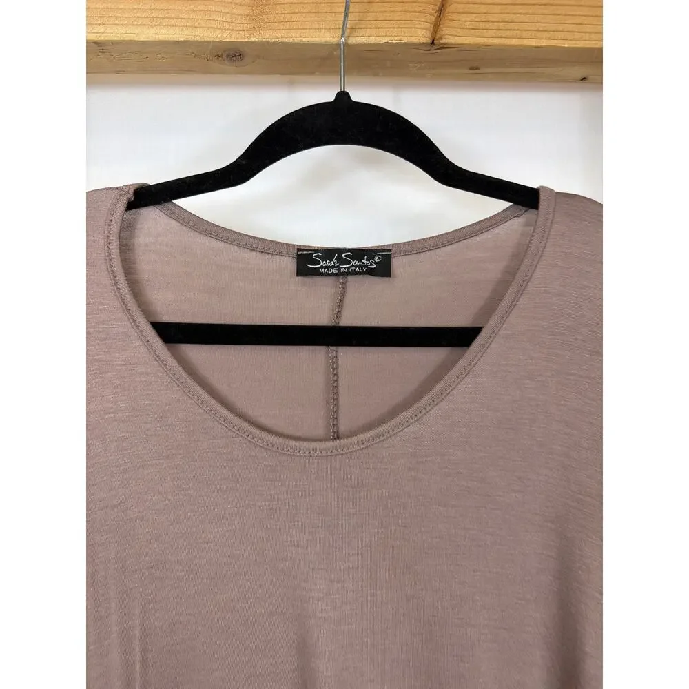 Sarah Santos Brown Long Sleeve Scoop Neck High Low Top Size NA Made in Italy